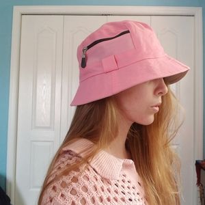 Pink and Tan Reversible Bucket Hat w/ side pocket